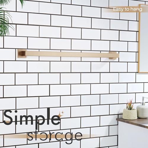 Image of KOKOSIRI 32-Inch Towel Rack for Bathroom Kitchen Towel Rails Wall Mount SUS304 Stainless Steel Towels Holder, Champagne Bronze B4003CPG-L32