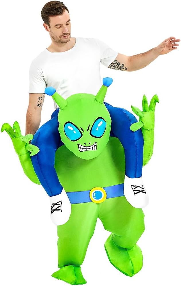 JUROSAICA Inflatable Alien Costume Adult Green Alien Suit Ride On Blow Up Halloween Costumes