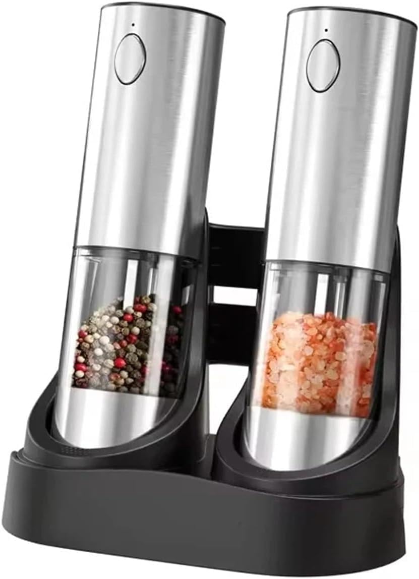 1/2Pcs Electric Salt and Pepper Grinders Set Capacity 190ML Rechargeable Base Adjustable Coarseness Spice Kitchen Tools(KYMQ-32A-H52-BS)