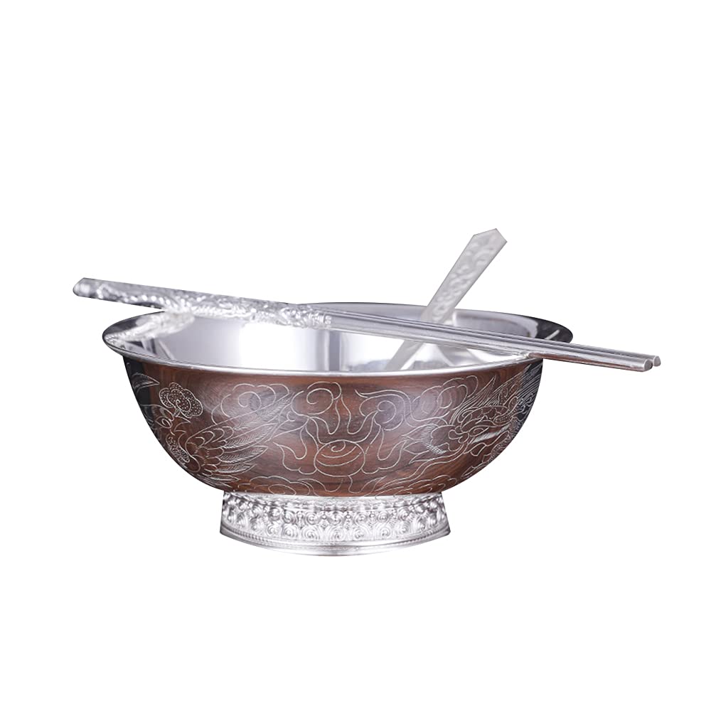 Ciotola di Grano in Argento Sterling, Ciotola da Dessert da frutto Insalata, Ciotola di Riso tagliatelle, zuppa, Ciotola d'Argento Spesso, Set di Tre Pezzi,Option 1