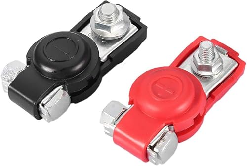 Aramox Conector de terminales de batería, 2 terminales universales de batería de automóvil, conectores de abrazadera de terminal de cable con