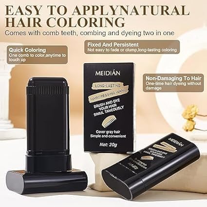 Image of Hairline Shadow Stick for Men & Women, Black Hair Root Cover Stick, Natural Looking Hairline Filler, Easy Application for Fuller Hair Appearance, Compact Travel-Friendly Design (Hair Color Stick)