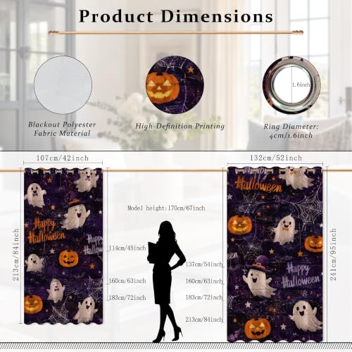 Rideaux occultants citrouilles pour bloquer la lumière et décorer Halloween