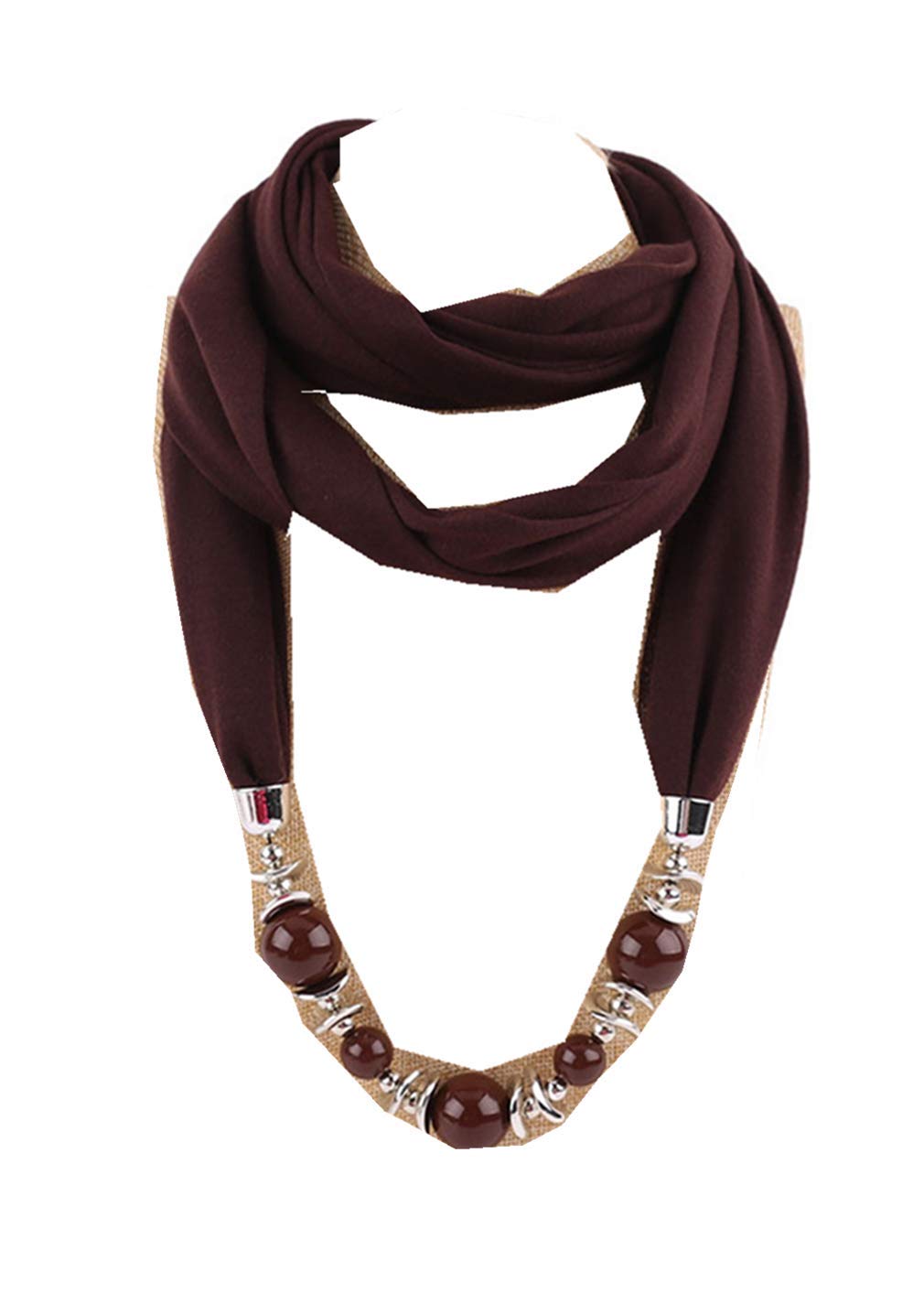 Scarf Bead Pendant Scarf Charm Ethnic Style Infinity Scarves Women's Scarf Necklace