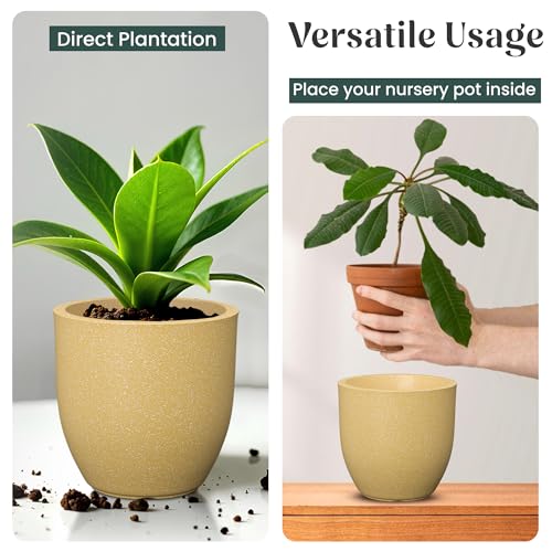 Image of YUCCABE ITALIA FOXB PCUP 10 INCH Pots for Plants Highly Durable Polymers Lightweight Indoor Outdoor Flower Pot Gamla Tree Planter Container Planters for Living Room, Balcony, Garden, Office
