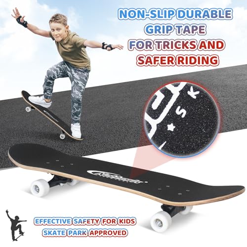 Image of Nattork 31 Inch Complete Skateboard, Standard Skateboards for Beginners, Wood 9 Layer Canadian Maple Trick Skate Boards for Boys Girls Youth Teens Adults