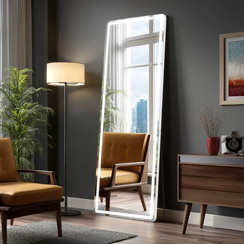 OLIXIS 21.5'×64.1' Full Length Mirror with Light, LED Floor Full Body Mirror with 3 Color Lighting