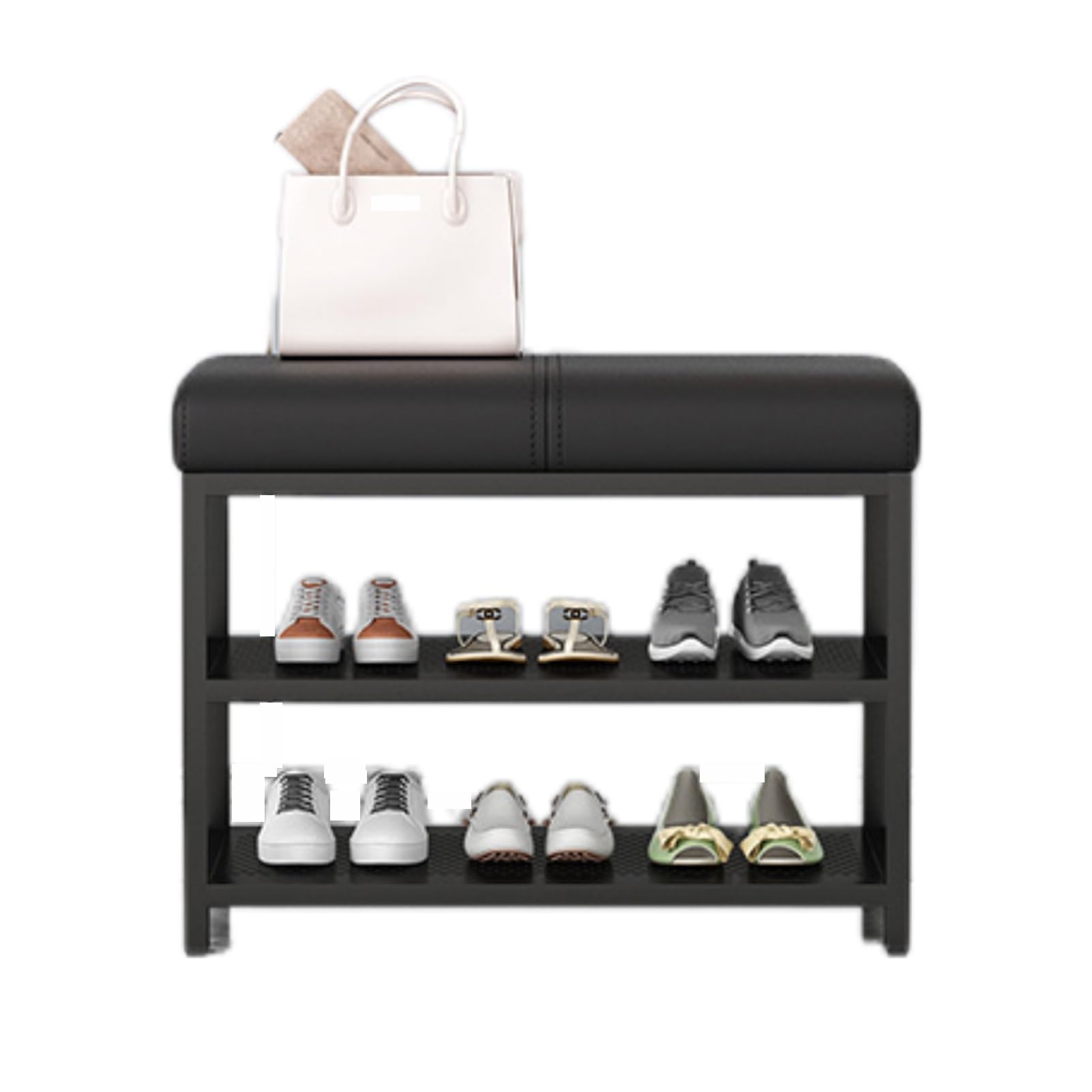 Banc à chaussures avec banc en cuir confortable pour entrée chic