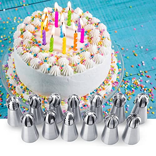 13 Pcs Cake Nozzle, Stainless Steel Piping Tips Nozzle for Frosting Cookie Cupcake Cake Decorating