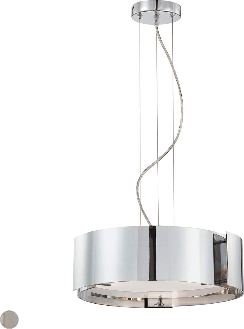 Blасk Frіdау - 70% оƒƒ Eurofase 12530-052 Dervish Casted Piastre Glass Drum Pendant Light, 3-Light 180 Total Watts, 6"H x 15"Dia, Chrome