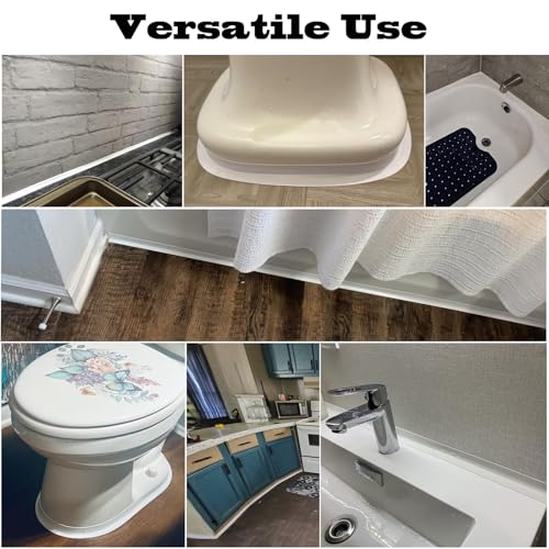 Image of White Caulk Tape Waterproof Self Adhesive 2 Roll Toilet Caulking Sealant Tape for Bathtub, Kitchen, Countertop, Bathroom, Sink, Floor Wall Edge (1.5'' X 10.5Ft & 0.86'' X 10.5Ft)