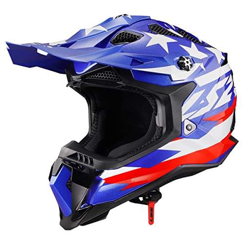 LS2 Helmets MX-Off Road Subverter Evo Helmet (United Gloss Red/White/Blue - X-Large)