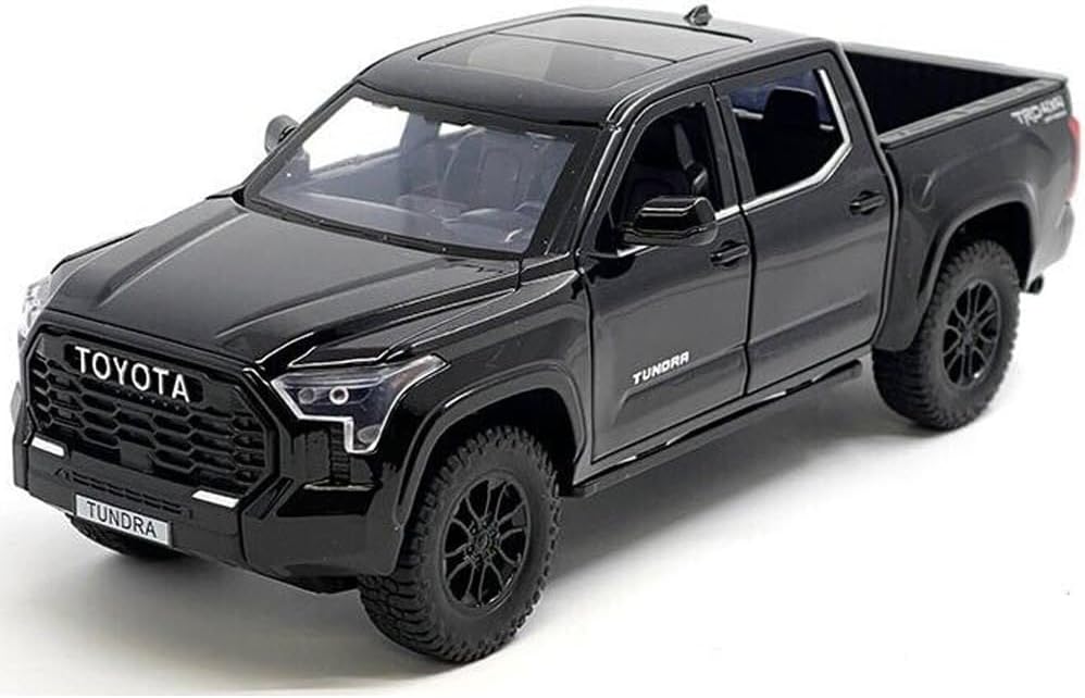 2023 Tundra TRD 4x4 Pickup Truck Black with Sunroof and Wheel Rack 1/24 Diecast Model Car H08555R-BK