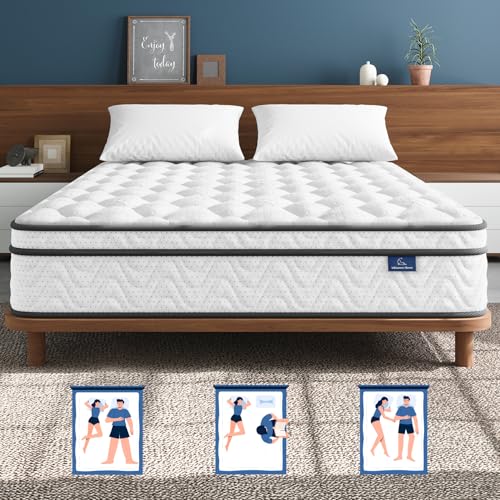 Vesgantti Mattress Queen Size 14 Inch, Fiberglass-Free | Cool Sleep Hybrid Mattress in a Box - Memory Foam & Pocket Springs, Ergonomic Design, Pressure Relief, Medium Firm Feel, 60'×80'×14'