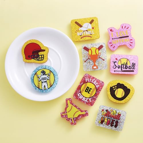 LParkin 10 PCS Bogg Charms for Tote Bags, Accessories for Bogg Bag, Decorative Inserts for Beach Tote, Rubber Bag Accessories with Softball Baseball (Softball)