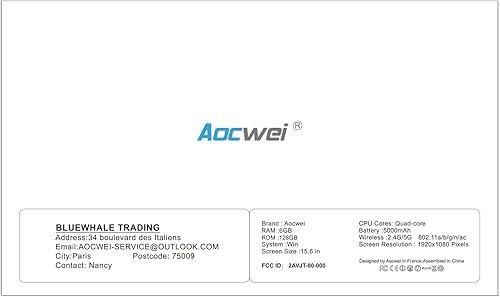 Miniatura 10 de Laptop de 15.6" 6GB DDR4 128GB SSD J4105 (hasta 2.5Ghz) 4-Core Win 10 PC 1920x1080 FHD Dual WiFi BT 4.2 Soporte 1TB SSD Expandir con mouse