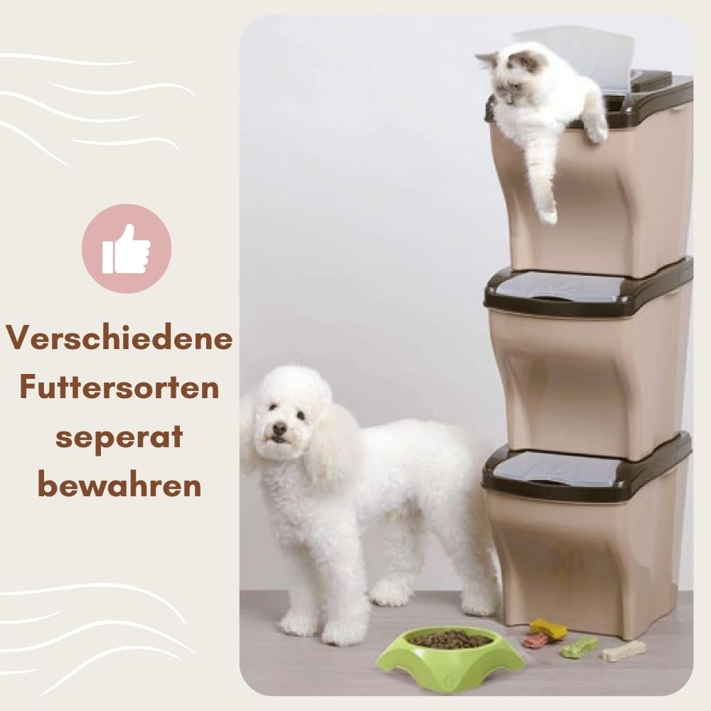 GarPet 3er Set Hundefutter Aufbewahrung Futtertonne Hund Futtereimer mit Deckel Hundefutter Box Katzenfutter Futterbox Hund Futtertonne Pferd Tierfutterbehälter Katze 60 L