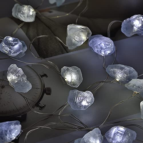 Miya Life Natural Celestite String Lights, Real Blue Stones Usb/Battery Powered 9Ft 30 Leds Tumbled Rough Stone With Remote/Timer Or Meditation Reiki Collection Beach Theme Indoor Tent Wedding Party #TOP2