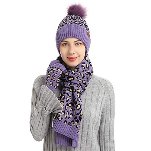 Gorro de calavera unisex forro polar y bufanda larga con guantes táctiles para regalar en Navidad