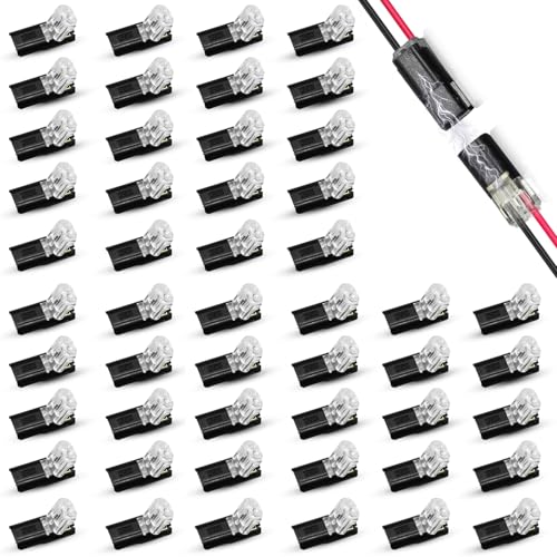 50 Pack Wire Connectors Low Voltage 2 Pin Quick Splice Wire Connectors Solderless Wire Splice Connector for 12V Landscape Lighting LED Light Strips and Home Wiring Projects