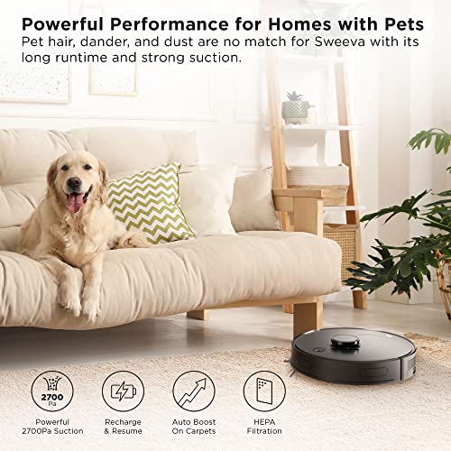 Image of TCL Sweeva 6500 Smart Robot Vacuum with Auto-Empty Dustbin Tower, Empties Itself up to 30 Days, Perfect for Pets and Kids, App & Voice Control, for Hard Floors and Carpets with Auto-Boost (RV6514B)