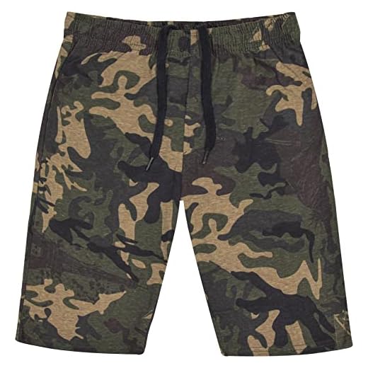A2Z 4 Kids Garçons Shorts Coton S'étirer Casual Été Longueur au Genou - Shorts S07 Camo Green 11-12