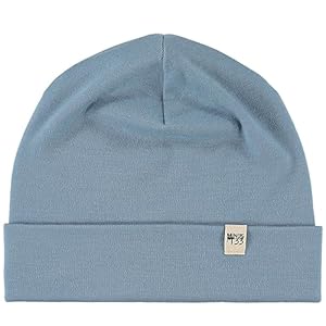 100% Merino Wool Ridge Cuff Beanie – Unisex Warm Winter Hat – Slate Blue