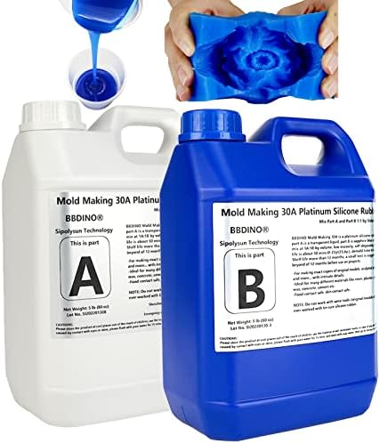 BBDINO Silicone Mold Making Kit, Mold Making Silicone Rubber 30A Liquid Silicone for Mold Making 1 Gallon/10 Lbs,1:1 by Volume, Ideal for Silicone Mold Making of Resins, Soap, Concrete, Wax
