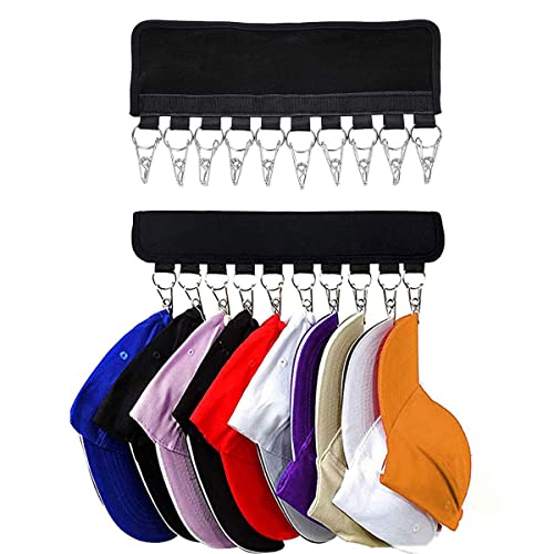 UCLEVER 2 Stück Mütze Organizer Hanger mit 10 Clips aus Edelstahl, Organizer für Hüte Cover