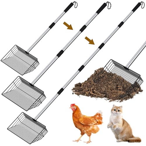 Image of Chicken Poop Scooper with inch Fine Mesh Sieve - Heavy Duty Chicken Coop Scoop for Sand, Extra Wide 10 inch Sifting Shovel Pooper Scooper and Coop Cleaning Must Haves