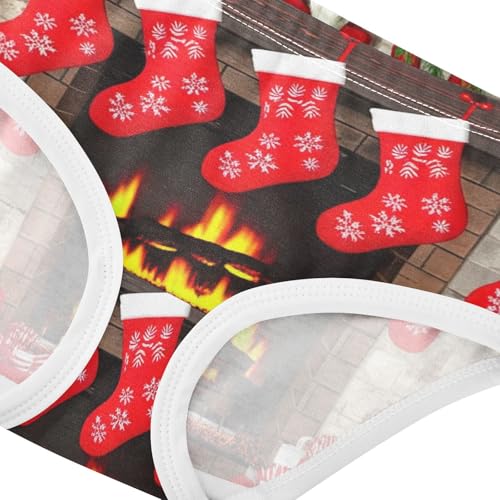 Cotton Toddler Underwear Floral Christmas Fireplace Girl Panties Cute Cartoon Briefs Girls Undies 2t4
