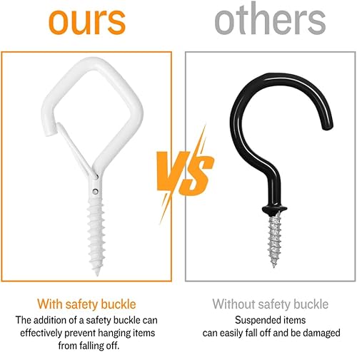 Miniatura 4 de Ganchos de techo para colgar luces colgantes, ganchos de pared para colgar ganchos de tornillo resistentes, ganchos blancos para plantas, ganchos de
