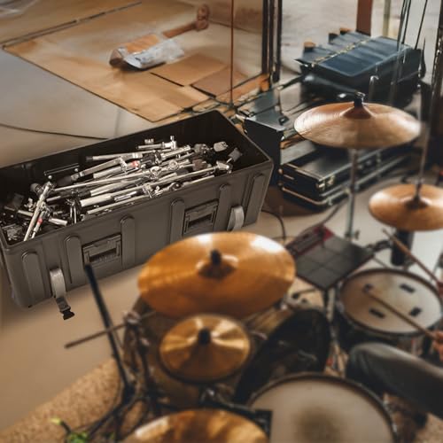 Image of SKB Drum Hardware Case with Wheels, Durable Roto-Molded Polyethylene Mobile Storage with Telescoping Handle and Secure Cinch Straps, Black