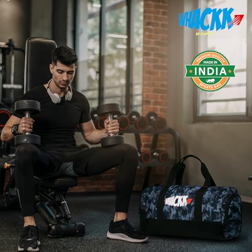Image of Whackk Cardio Wild Stone Black 31L Gym Fitness Workout Training Sports Travel Duffle Bag Separate Shoe Pocket Dry Wet Pocket Multipurpose Carry Bag Adjustable Strap Lightweight Sports Kit Men Women