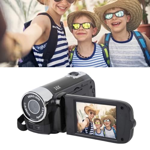 Cámara de Video 4K 48MP, Pantalla Giratoria de 2.7 Pulgadas TFT 16x Zoom Digital Videocámara DV con Cable USB, para Grabar Mientras Carga la Salida HD (Black)