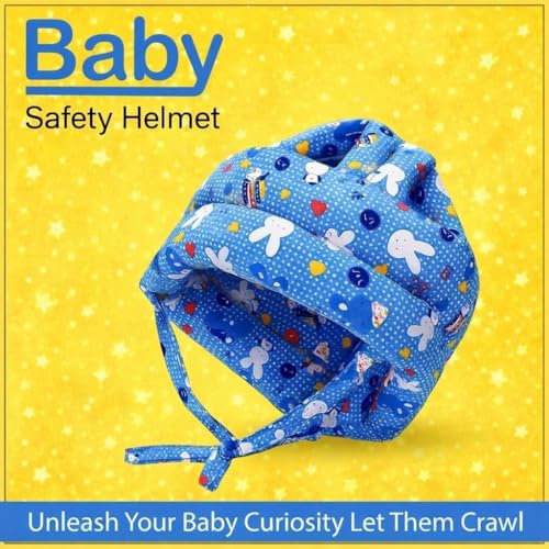 Image of Baby Helmet No Bump Safety Head Cushion Bumper Bonnet Adjustable Protective Cap Child Safety Headguard for Running Walking Crawling Safety Helmet (Blue Rabbit)