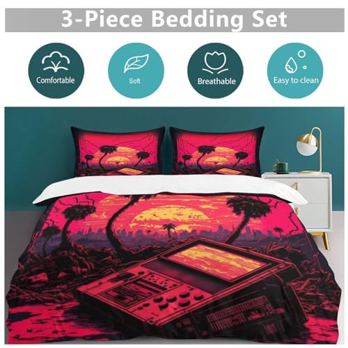 Housse de couette néon 3D 200x200cm en microfibre douce avec taie