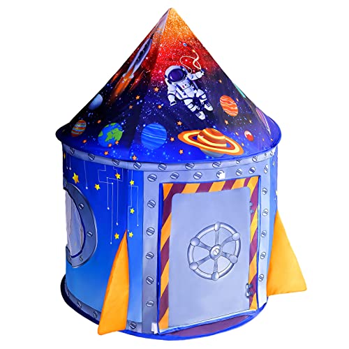 Nicecastle Tente Enfant Cabane Intérieur Exterieur, Fusée Astronaute Espace Tipi Pop-up Château Maison de Jeu Cottage Jardin Jouent Jouet Cabane Chambre Cadeau Portatif pour Enfants Garçons Filles