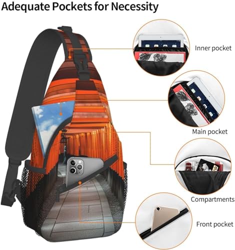 Fushimi Inari Taisha-Rucksack, Reisetasche, lässige Brusttasche, Wandern, Tagesrucksack, Crossbody-Tasche für Männer und Frauen, Siehe Abbildung, One size