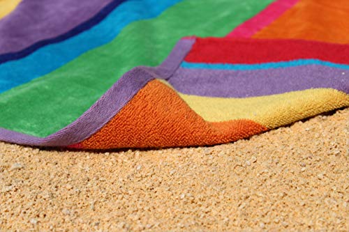 Cotton Craft FBA_73345 Summer Of Siam Extra Wide Beach Towel For Two - 58X68 - Pure Cotton - Double Woven Jacquard Thick Plush Super Soft Luxurious Velour Pile - Pool Picnic Bath - 450 Gsm - Multi Color Stripe thumb #4