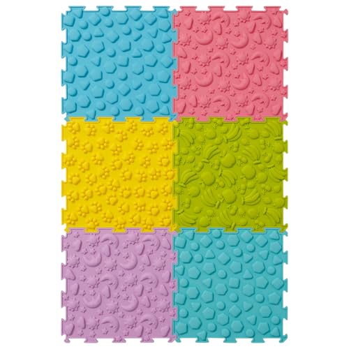 harupink Sensorisches Massage-Puzzle für Kinder 6-teilig sensorische Matte orthopädische Massagematte Puzzle-Matte für Babys für Berührungswahrnehmung Fußprävention (6 Stücke)