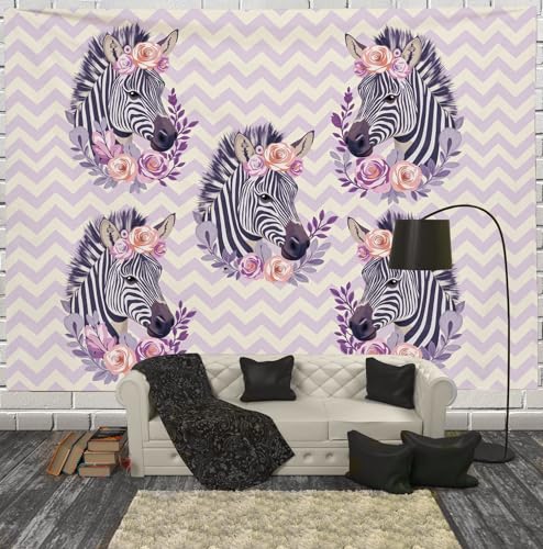 Tapiz de animales rayados de 230x150cm que aporta amplitud visual y diseño rosa 4