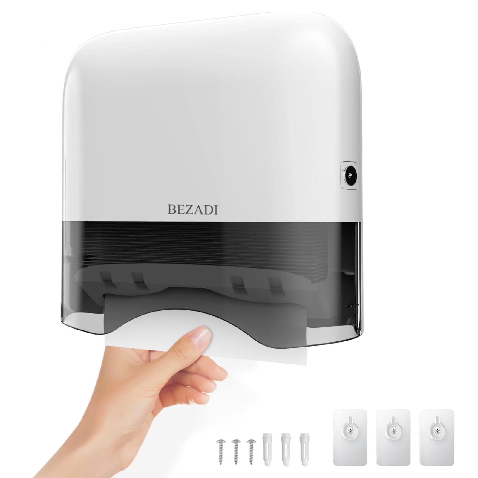 Paper Towel Dispenser,Large Capacity Wall Mount Tissue Dispensers with Smart Lock, Used for Kitchen and Bathroom 300+ Multifold Toilet Paper Holders White