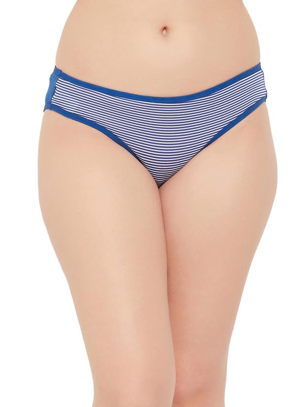 Clovia Women’s Polyamide Low Waist Outer Elastic Bikini Panty – Blue Clovia Women’s Polyamide Low Waist Outer Elastic Bikini Panty – Blue