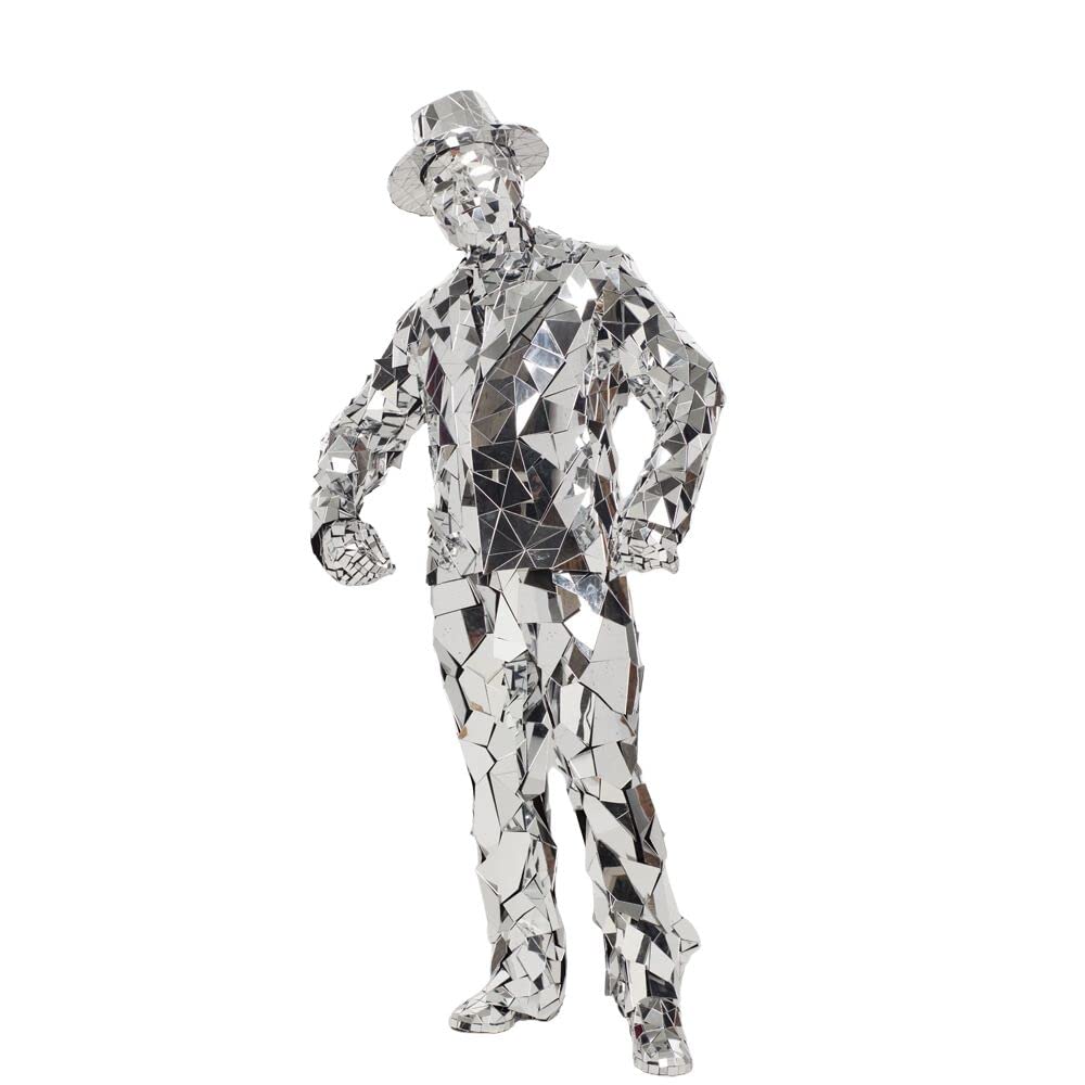 Disco Ball Suit Silver Mirror Man Performance Costume