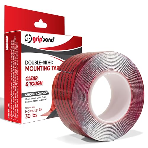 GripBond Clear Double-Sided Tape 10ft for Mounting and Decor