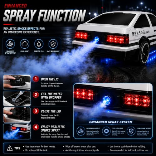 Image of RC Drift Car 1:16 Scale, drift-03 Set | 25KM /H High-Speed, 2.4GHz Remote Control, LED Lights, Rechargeable Battery, Replaceable Drift Tyres with Spare Wheels & Cones