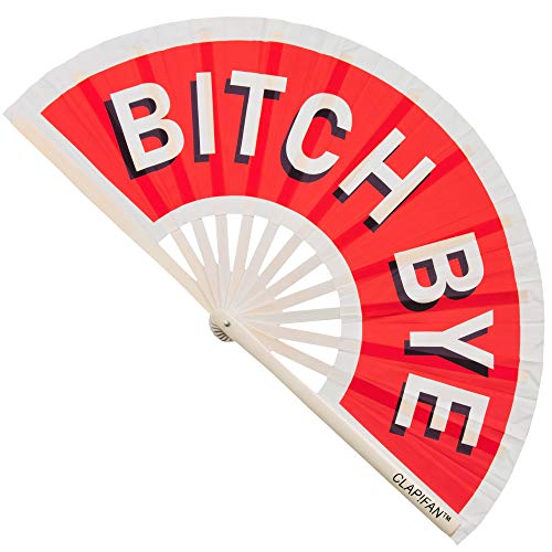 ClapFan Rave Fan Bitch Bye, Large Bamboo Loud Clack Folding Hand Fan
