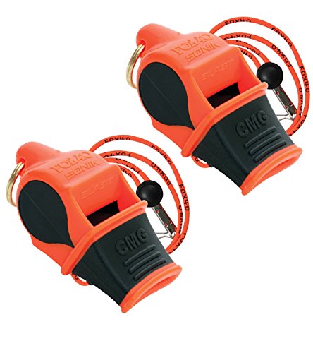 Fox 40 Sonik Blast CMG Loudest Pealess Outdoor, Emergency, Safety, Survival Whistle + Breakaway Lanyards | 2pk Bundle + Koala Lanyard, Orange Black - Thumbnail 2