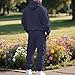 Fleece Lined Men Tracksuit Set 2 Piece Sets - Tactical Hoodies Quarter Zip Pullover & Cargo Joggers Athletic Sweatsuits Thermal Clothes Gym Outfits Winter Fall Fashion 01# Navy Large